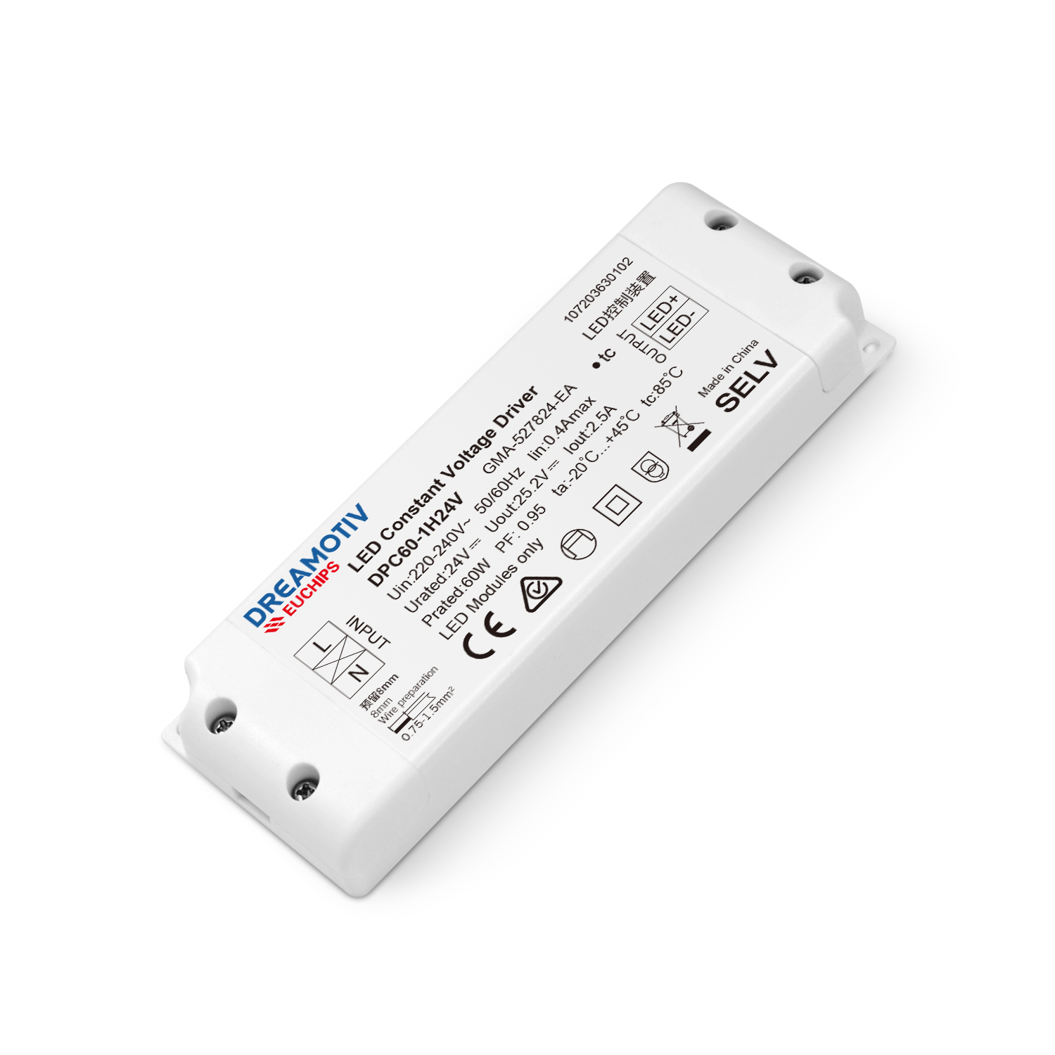60W 24VDC Non-Dimmable CV LED Driver DPC60-1H24V Featured Image