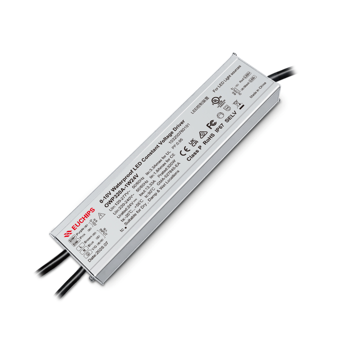 320W 24VDC 0/1-10V Waterproof CC Driver OWP320A-1W24V Featured Image