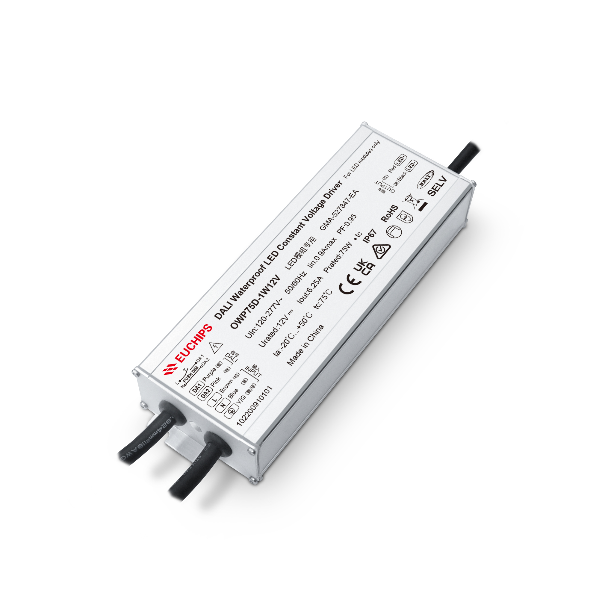 75W 12VDC DALI Waterproof CV Driver OWP75D-1W12V Featured Image