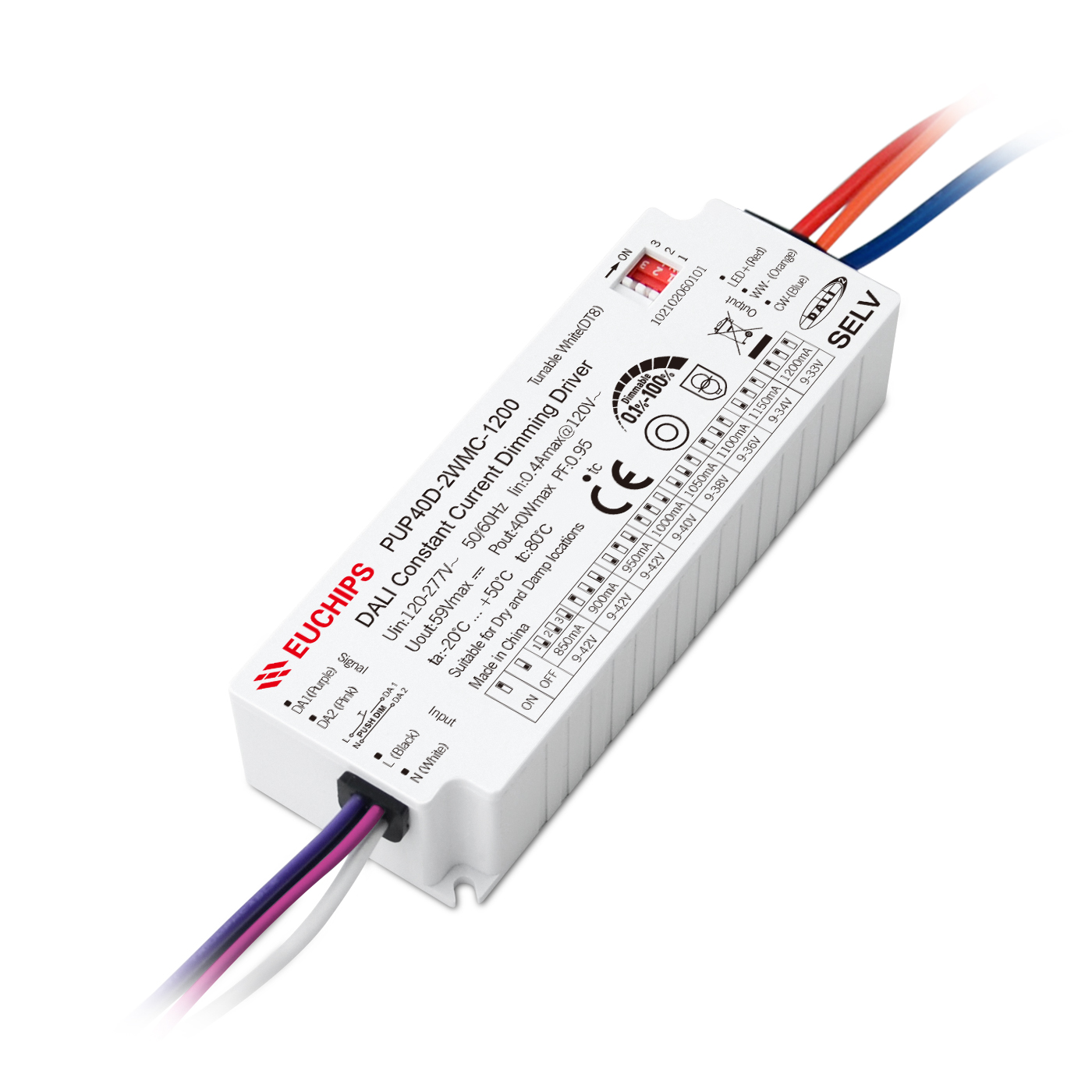 40W 850~1200mA*2ch DALI CC Driver PUP40D-2WMC-1200 Featured Image