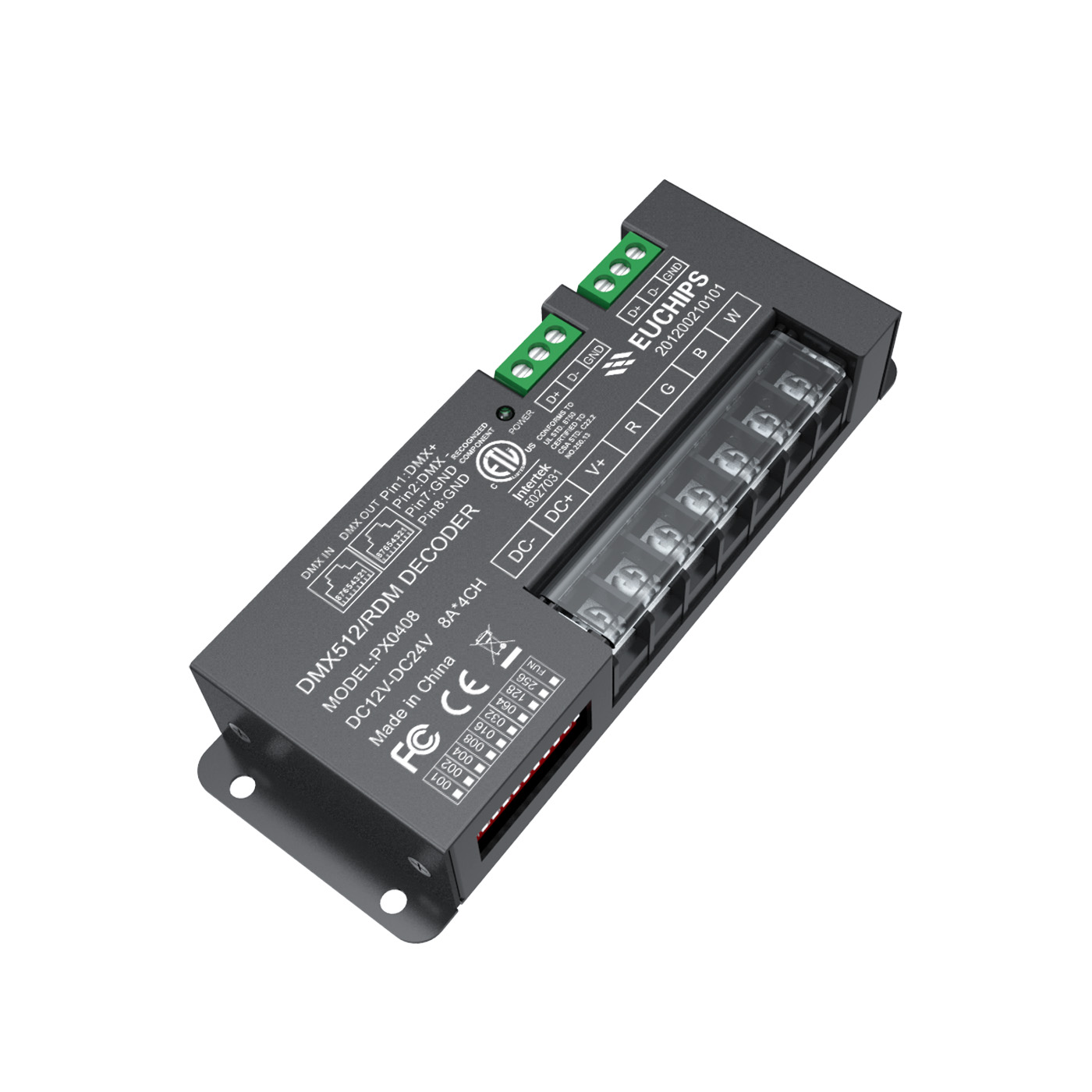 12-24VDC 8A*4ch DMX512/RDM RGBW Decoder PX0408 Featured Image