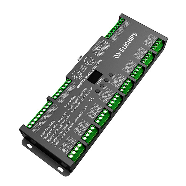 12-24VDC 5A*24ch DMX512 Decoder PX2405-OLED